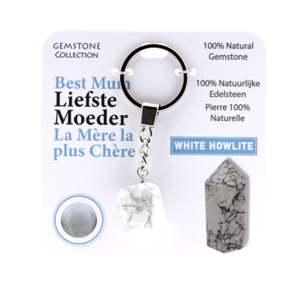 White howliet  - sleutelhanger liefste moeder - Gemstone