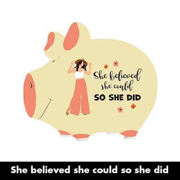 So she did-  spaarpot varken in geschenkverpakking