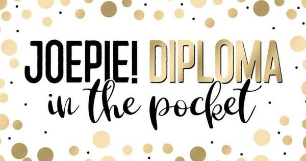 Joepie! diploma in the pocket - wenskaart geslaagd