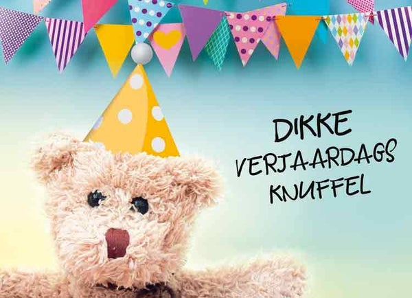 Dikke verjaardagsknuffel - wenskaart Mixx