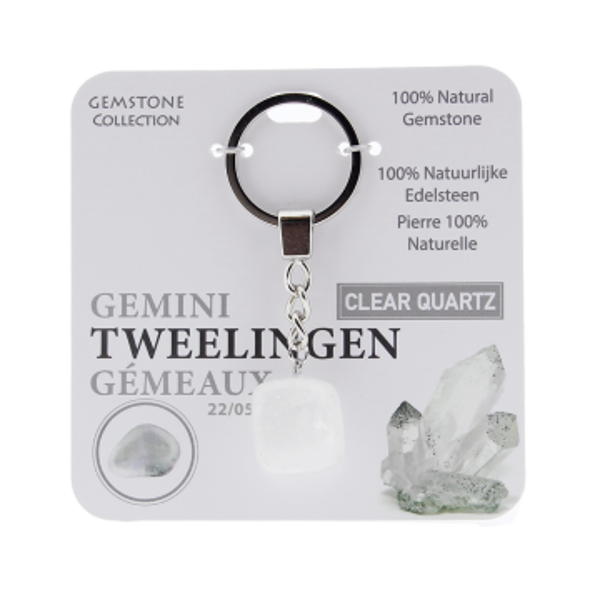 Bergkristal - sleutelhanger sterrenbeeld tweelingen - Gemstone