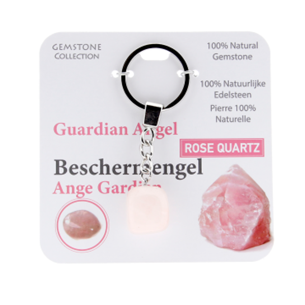 Rozen quartz  - sleutelhanger beschermengel - Gemstone