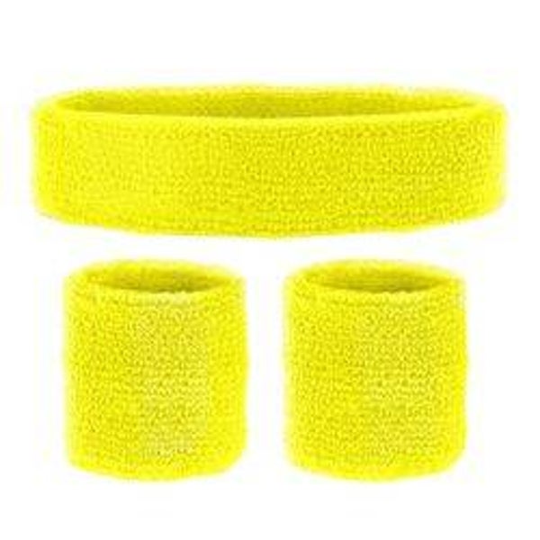 Zweetband set - neon geel