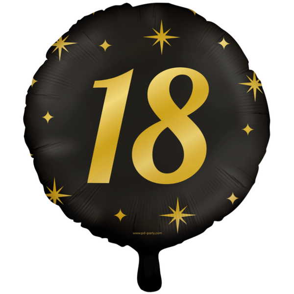 18 Jaar - folieballon goud/zwart