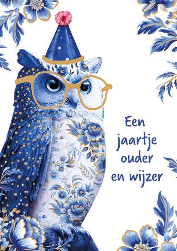 een jaartje ouder en wijzer - wenskaart Azul
