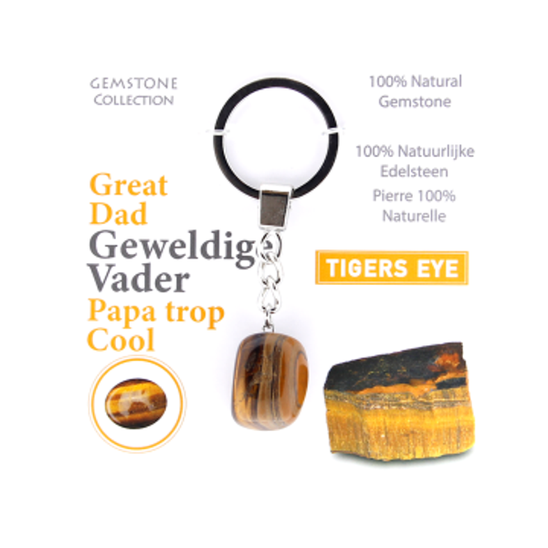 Tijgeroog - sleutelhanger geweldige vader - Gemstone