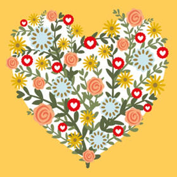 Hart met bloemetjes - kadokaartje voor jou