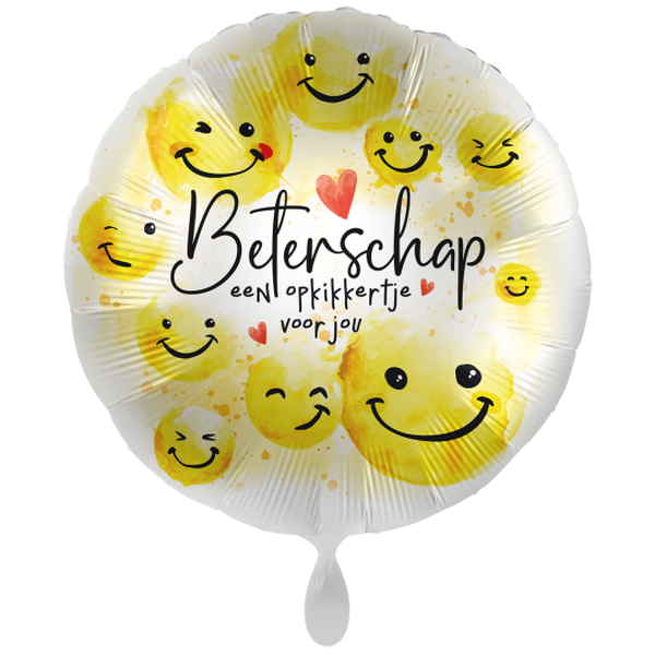 Beterschap smiley opkikker - folieballon