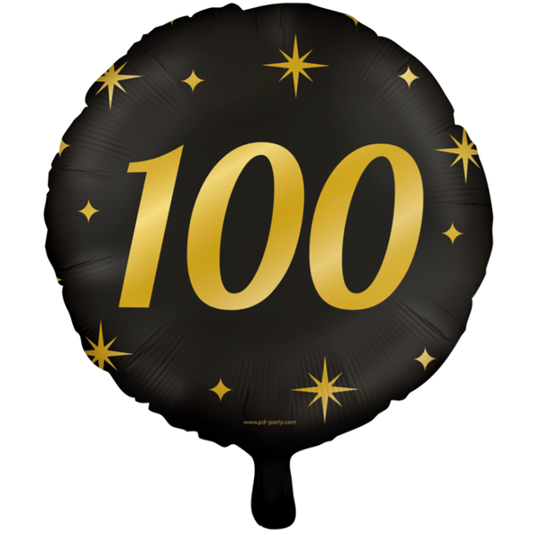 100 Jaar - folieballon goud/zwart