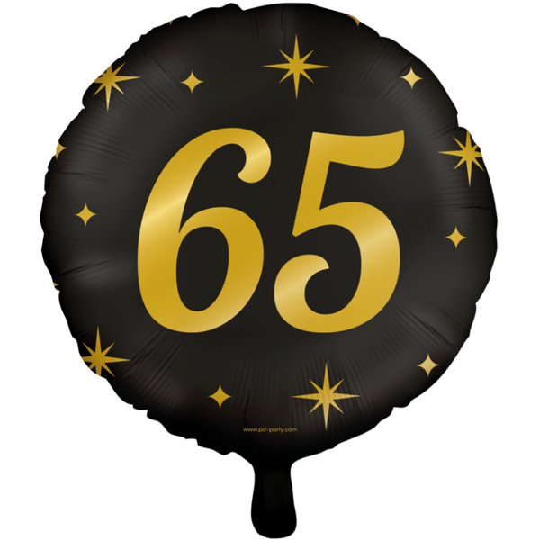 65 Jaar - folieballon goud/zwart