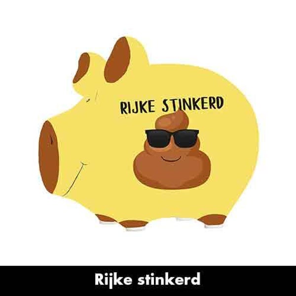 Rijke stinkerd - spaarpot varken in geschenkverpakking