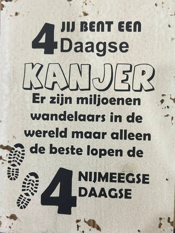 Je bent een 4Daagse kanjer - tekstblok vierdaagse