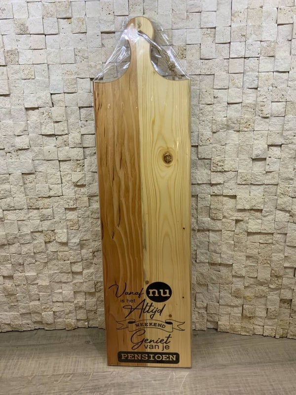 Pensioen geniet ervan - tapas / borrelplank hout