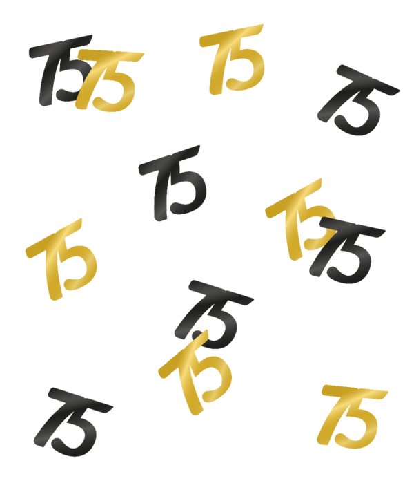 75 Jaar - tafelconfetti goud/zwart