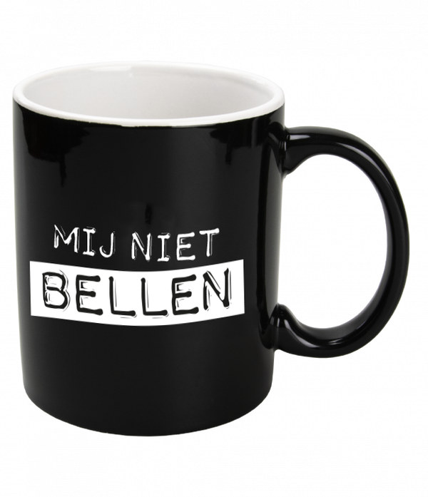 Mij niet bellen - black & white mug
