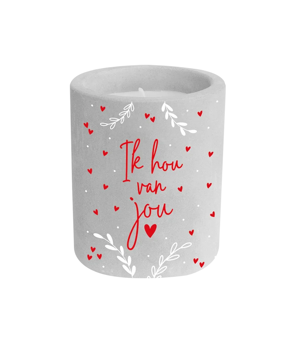 Ik hou van jou - Valentijn cement candle