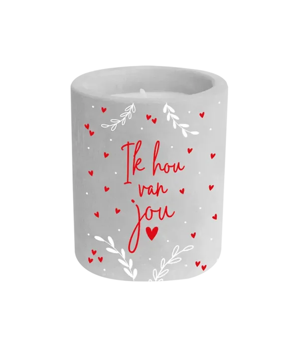 Ik hou van jou - Valentijn cement candle