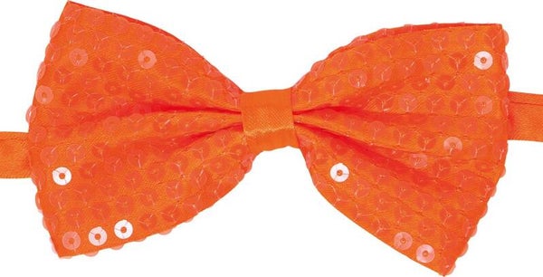 Vlinderstrik paillette - neon oranje