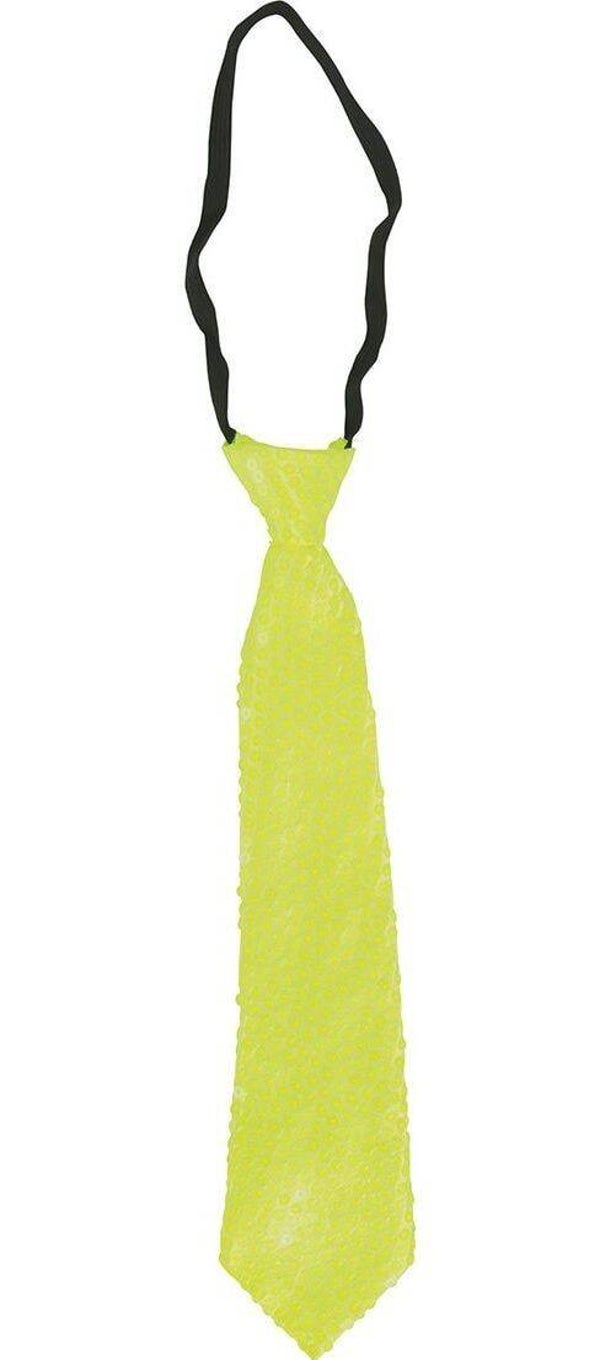 Stropdas paillette -  neon geel