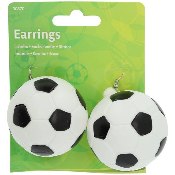 Oorbellen voetbal - wit zwart