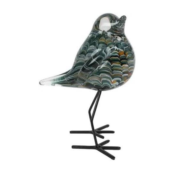 Sculptuur Bird op voet - vogel glas