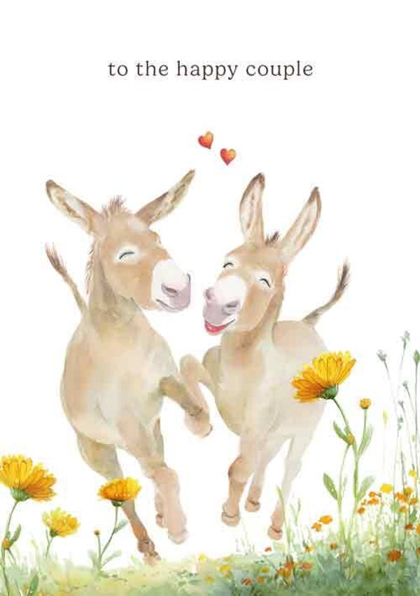 The The happy couple ezels - wenskaart mooz