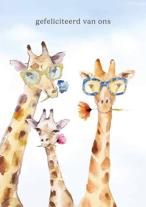 Gefeliciteerd van ons giraffen - wenskaart mooz