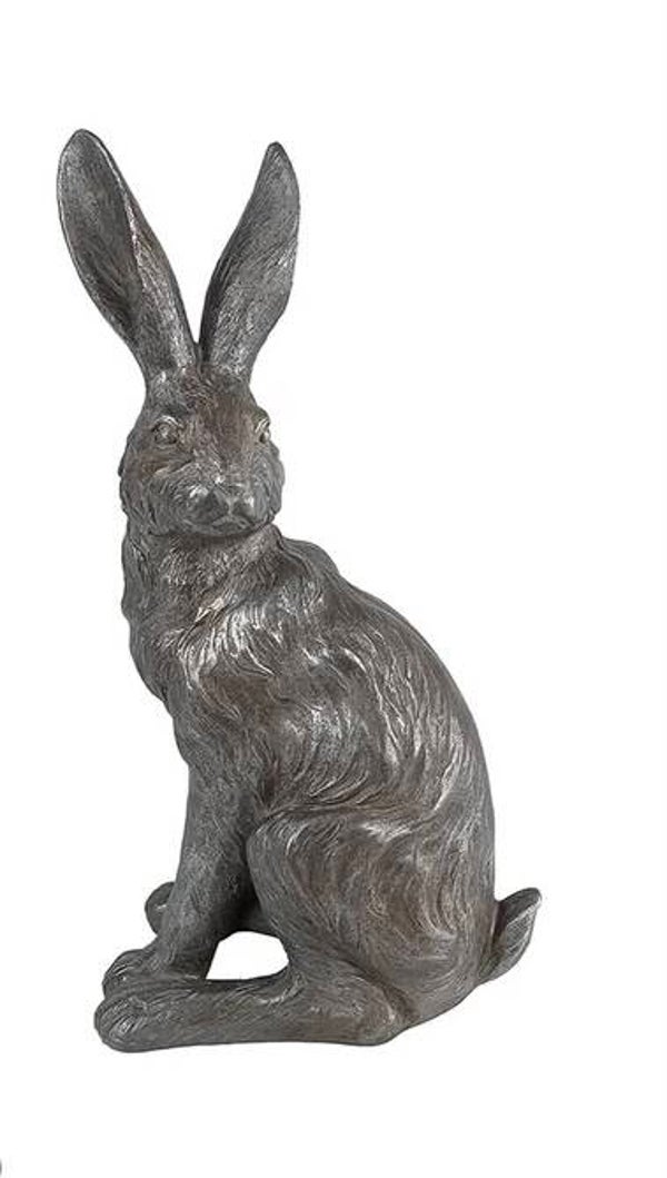 Sculptuur haas zittend -  grijs