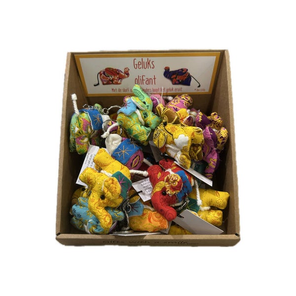 Geluks olifant sleutelhanger - handgemaakt