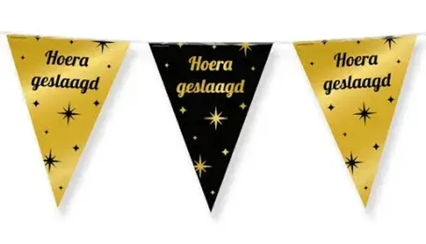 Geslaagd - vlaggenlijn  goud/zwart
