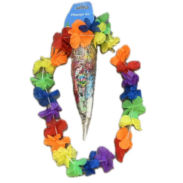 Hawaii krans regenboog met snoepzak small - avond vierdaagse