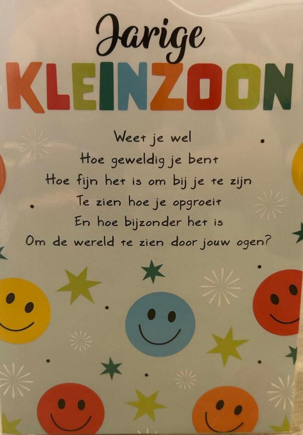 Jarige kleinzoon - wenskaart Intense