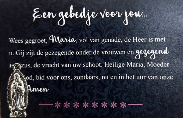 Maria - cadeau kaartje met bedeltje