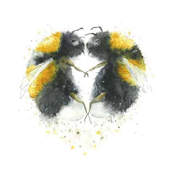 Bijen hart - wenskaart love country