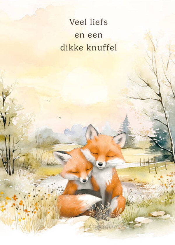 Veel liefs en een dikke knuffel vosjes - wenskaart mooz