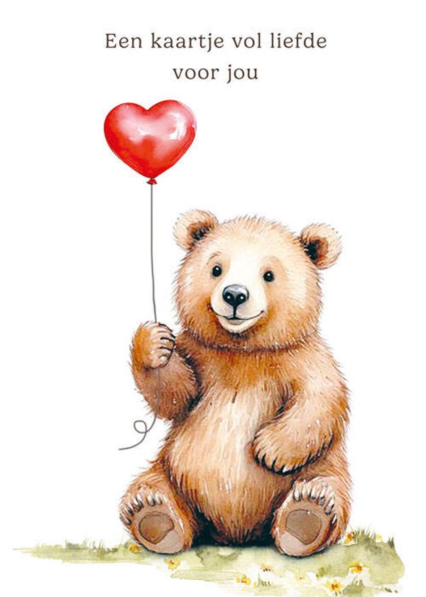 Een kaartje vol liefde voor jou beer - wenskaart mooz