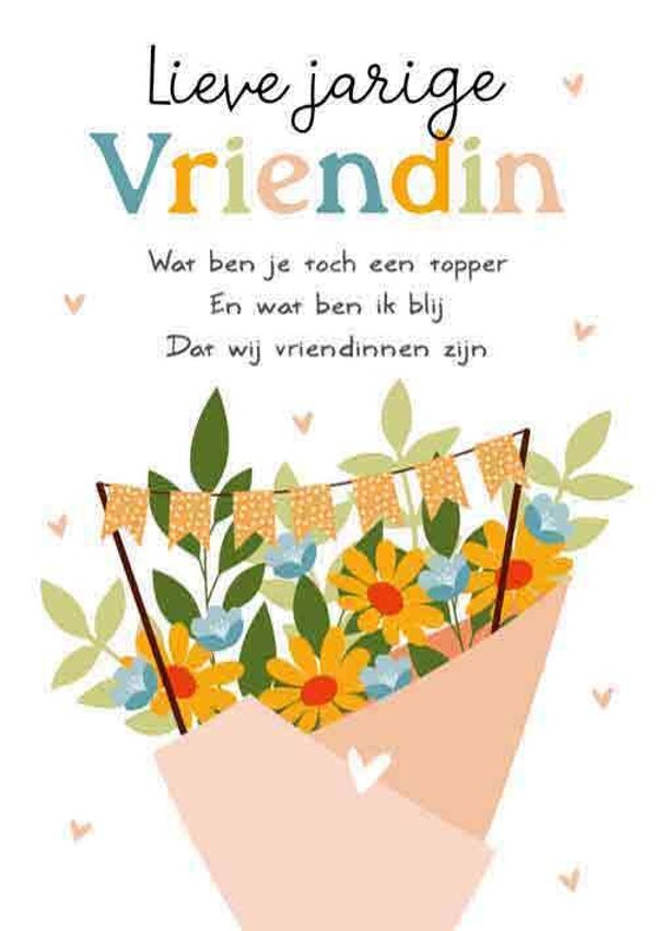 Lieve jarige vriendin - wenskaart Intense