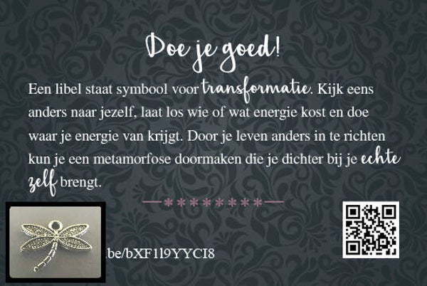 Libelle - cadeau kaartje met bedeltje