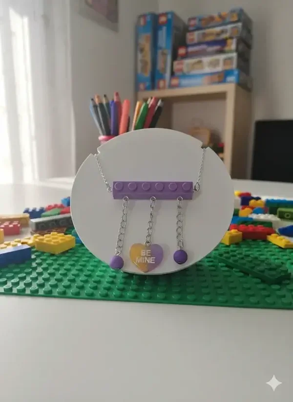 Collier Be Mine Brique Mauve & cœur