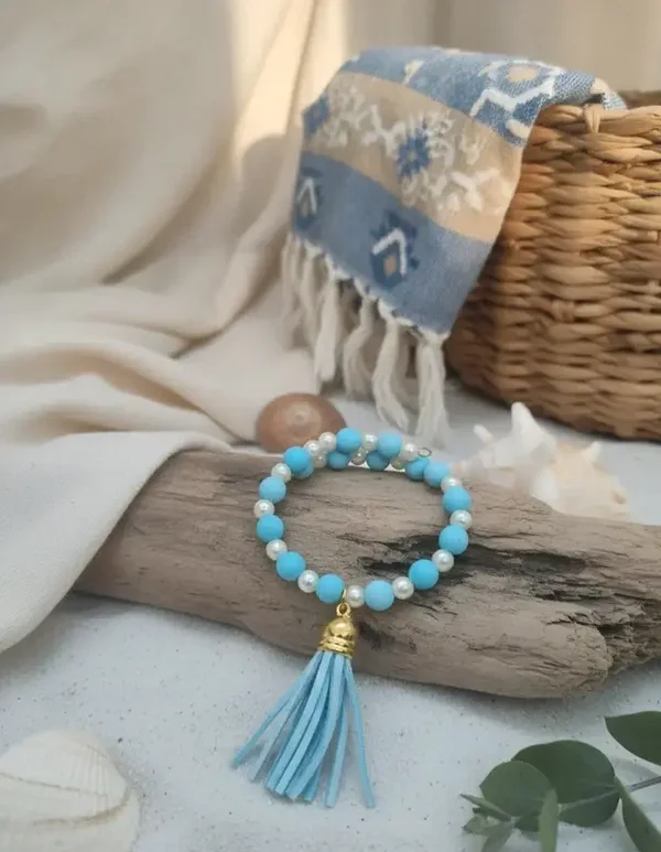 Bracelet Douceur Océane bleu ciel et perles nacrées