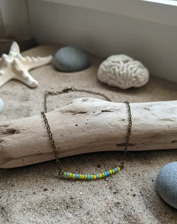 Collier "Rivage" Perles de rocaille & Chaîne bronze