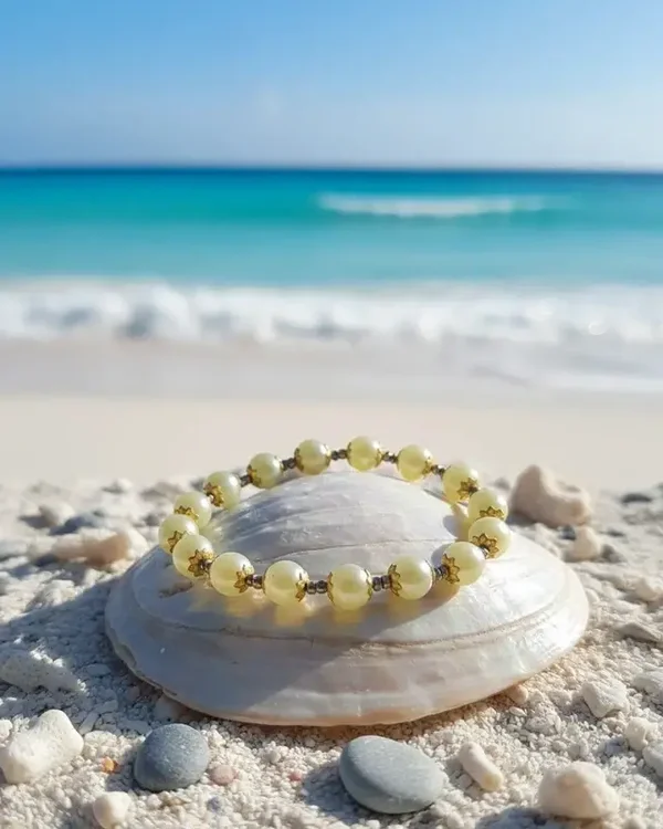 Bracelet "Nacre vert anis" Élégance Artisanale