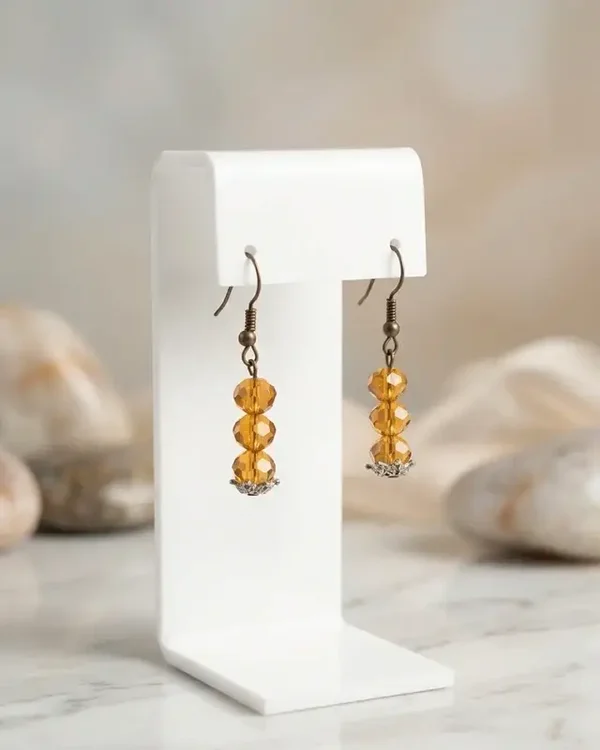 Boucles d'oreilles élégantes en perles ambrées – Facettes Scintillantes – Style Chic