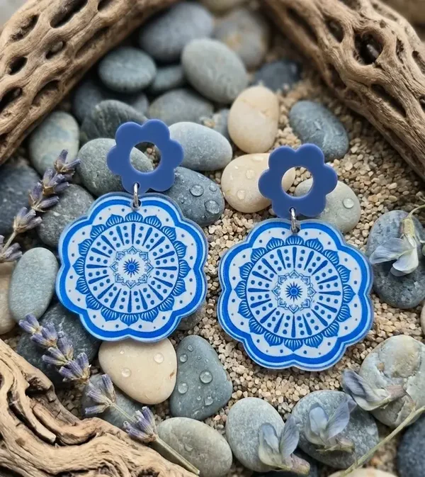 Boucles d’oreilles "Mandala Azur" Style Méditerranéen