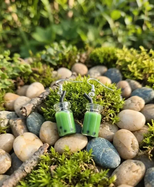 Boucles d’oreilles "Matcha Bubble Tea"