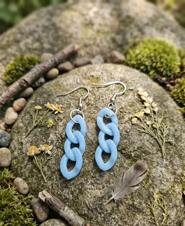 Boucles d’oreilles "Maille bleu clair"