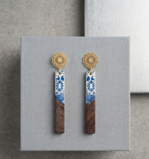 Boucles d’oreilles "Écorce d'Azur"