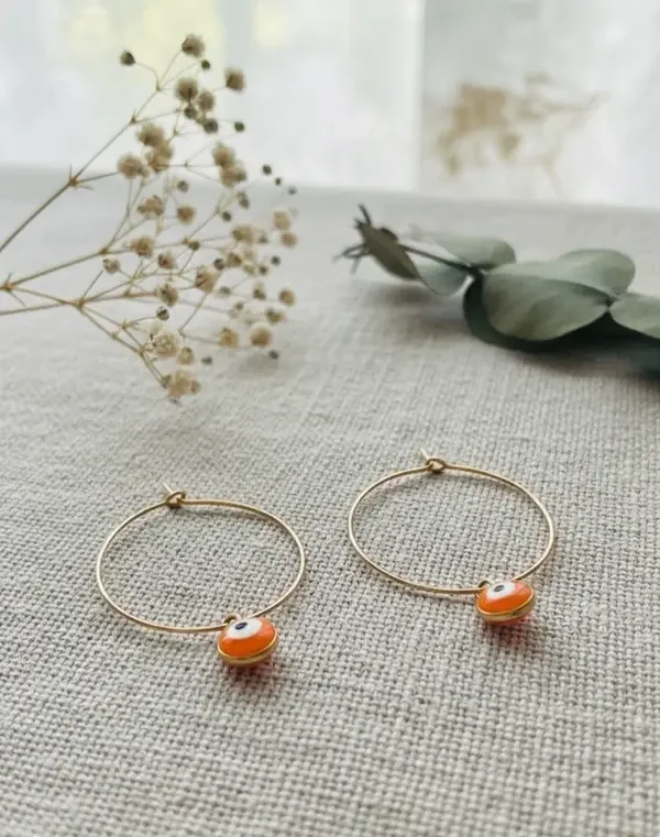 Créoles dorées "Oeil de protection" Bijoux Fantaisie Bohème