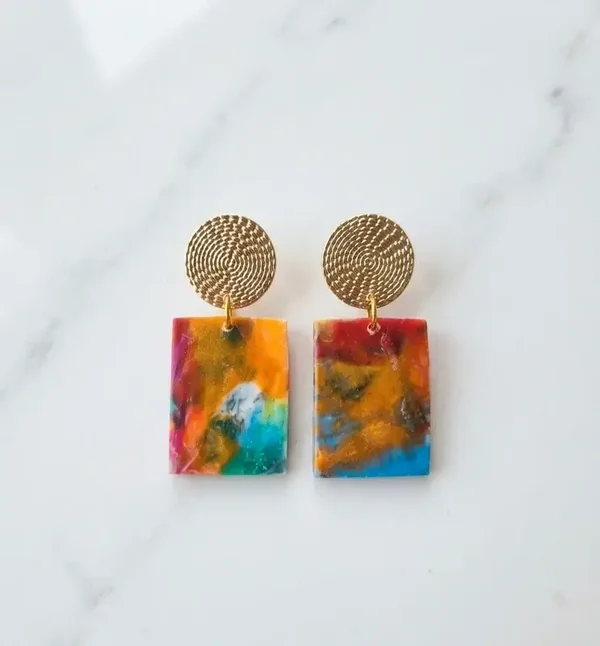 Boucles d'oreilles multicolore Upcycling