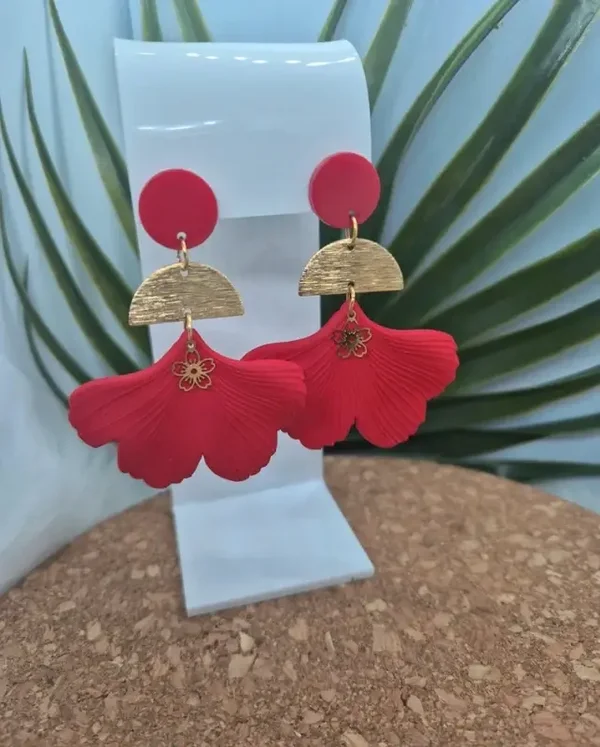 Boucles d'oreilles "Rouge & Doré"